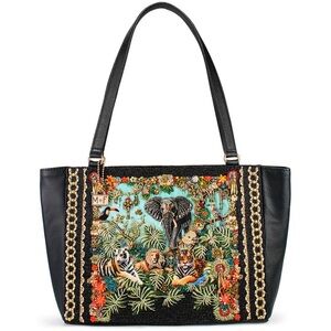 Mary Frances Beaded Safari Animal Tote Bag – Elephant Tiger Lion Jungle